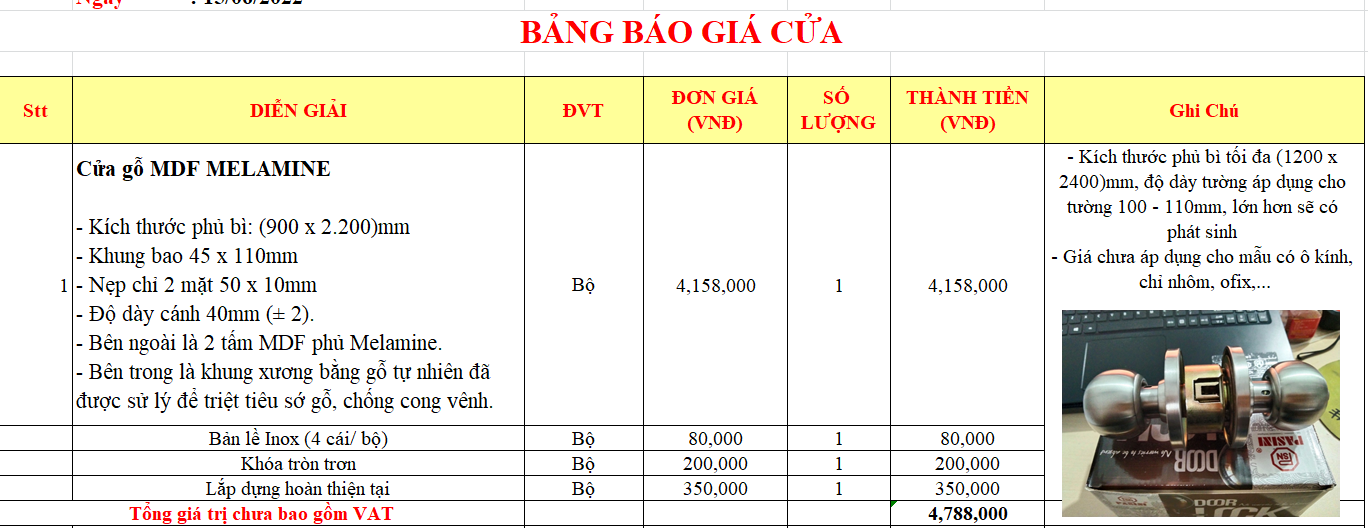 Báo giá cửa gỗ công nghiệp tại Nha Trang