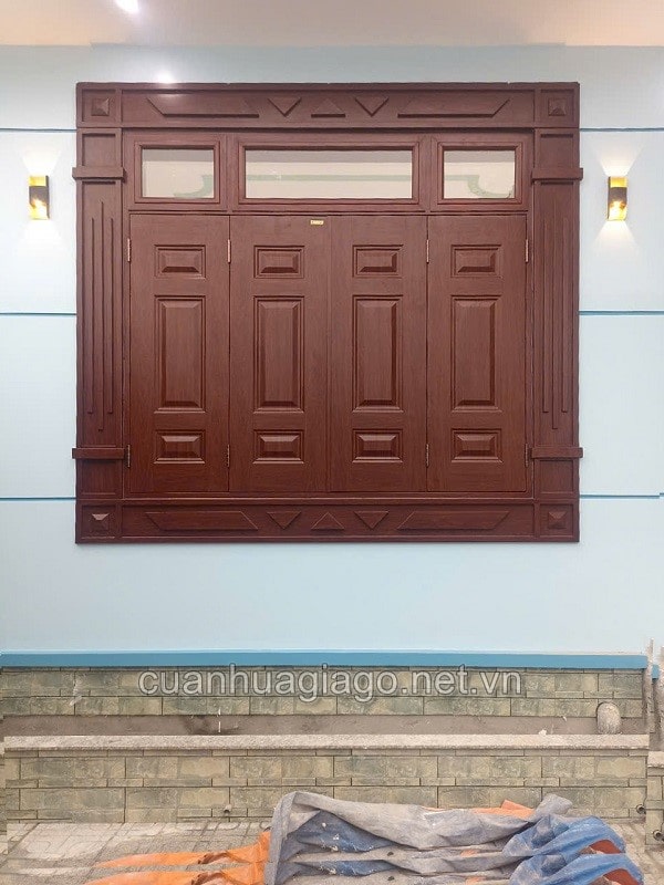 Cửa sổ thép vân gỗ 4 cánh