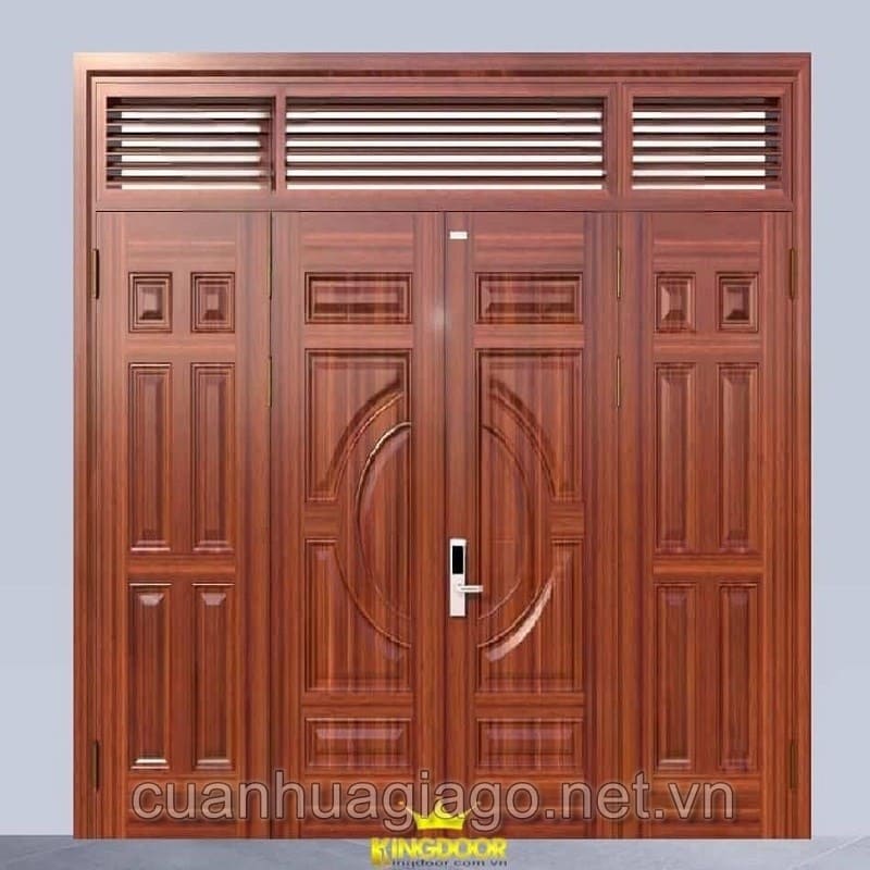 Cửa thép 4 cánh vân gỗ