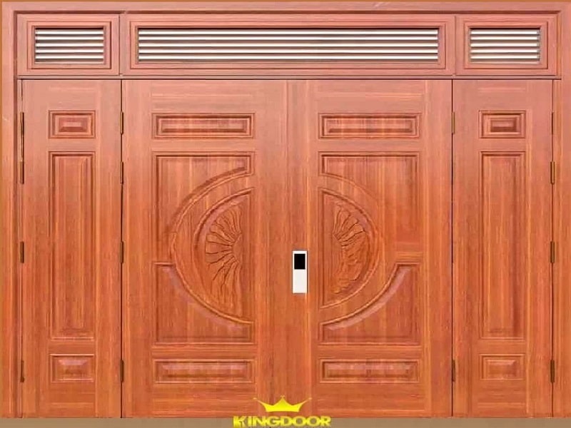 Cửa thép vân gỗ 4 cánh lệch quận 10