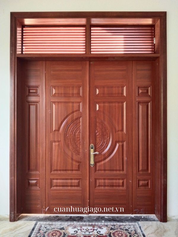 Cửa thép vân gỗ 2 cánh đều Khánh Vĩnh