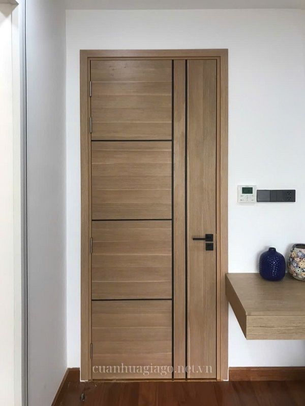 Cửa gỗ chống cháy MDF phủ Melamine chỉ sơn đen