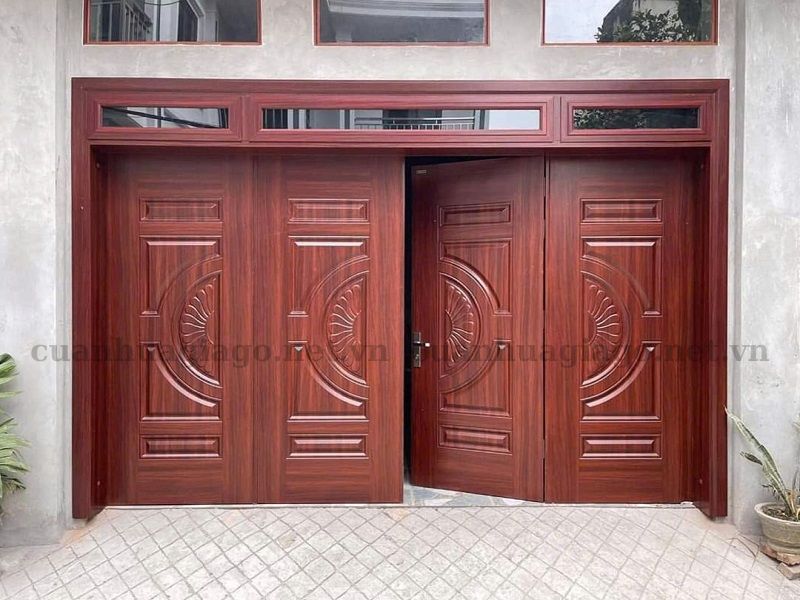 Cửa thép vân gỗ 4 cánh Vạn Giã